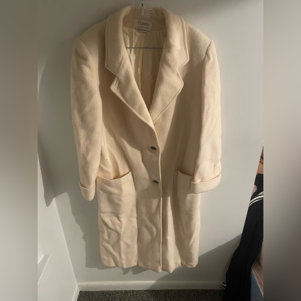 Vintage Cassidy hand tailored trench wool coat classic Cream Classic Women’s 12